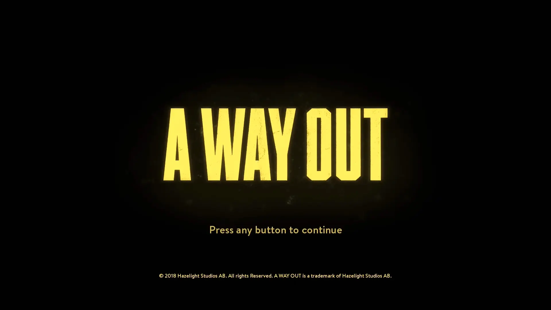 The main menu of A Way Out