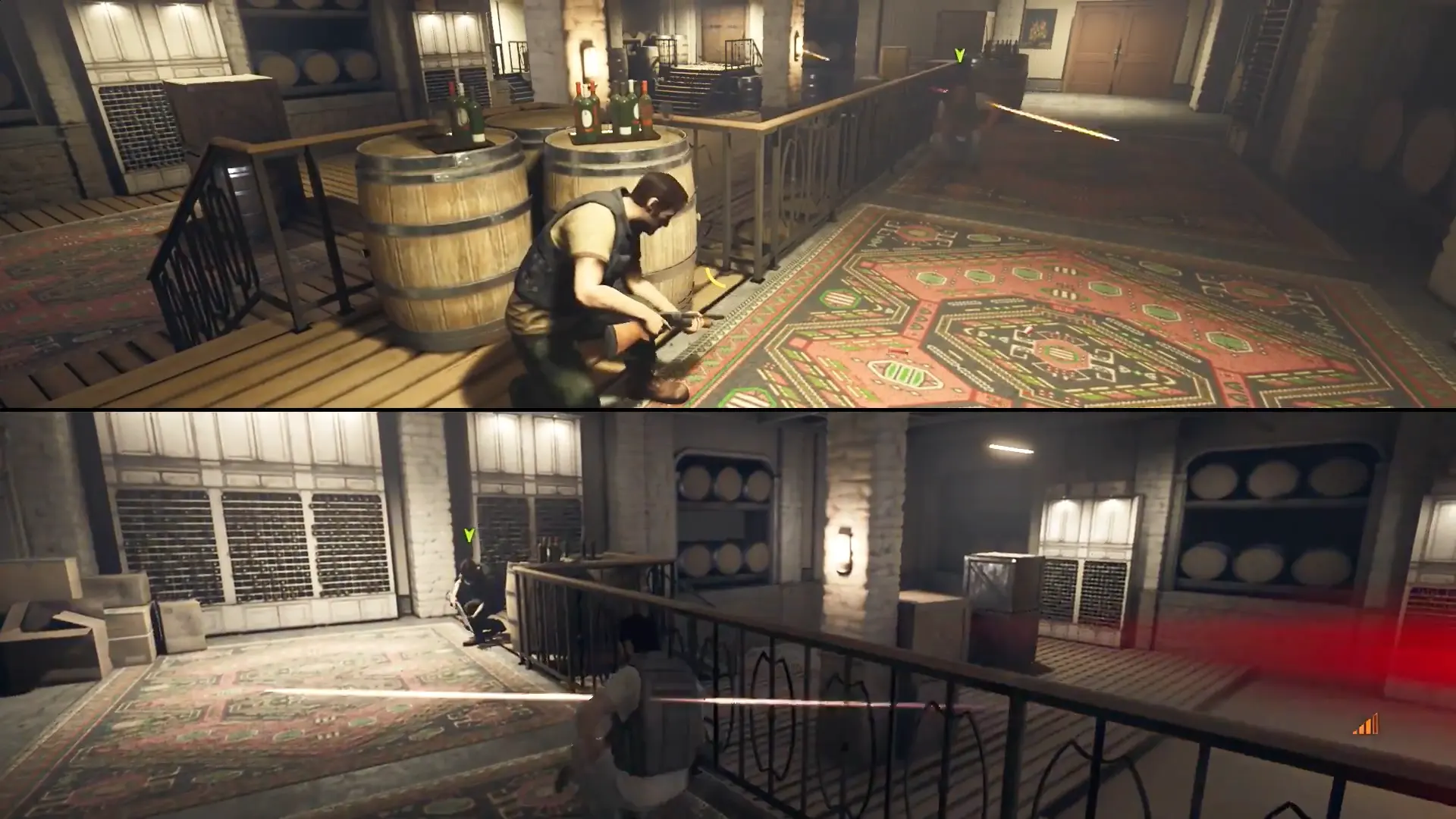 A vibrant, violent shootout at Harvey's mansion, the bright colors contrasting sharply with the grim, gray tones of the prison.