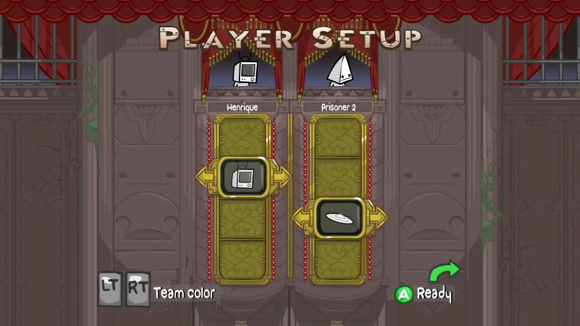 The in-game store showing rows of bizarre, unlockable prisoner faces ranging from donuts to screaming aliens.