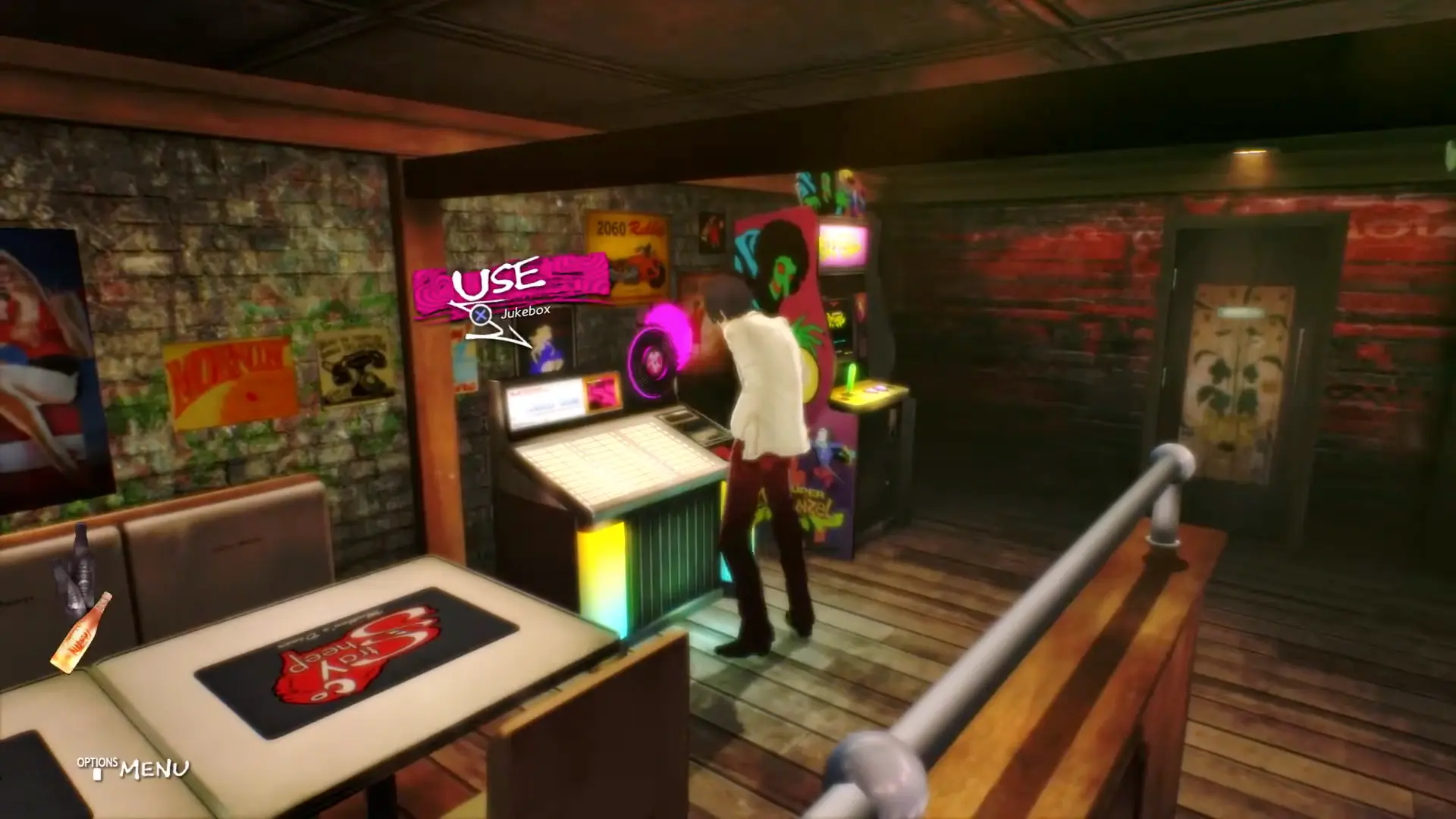 The jukebox in the Stray Sheep, featuring tracks from other Atlus titles like Persona 5.