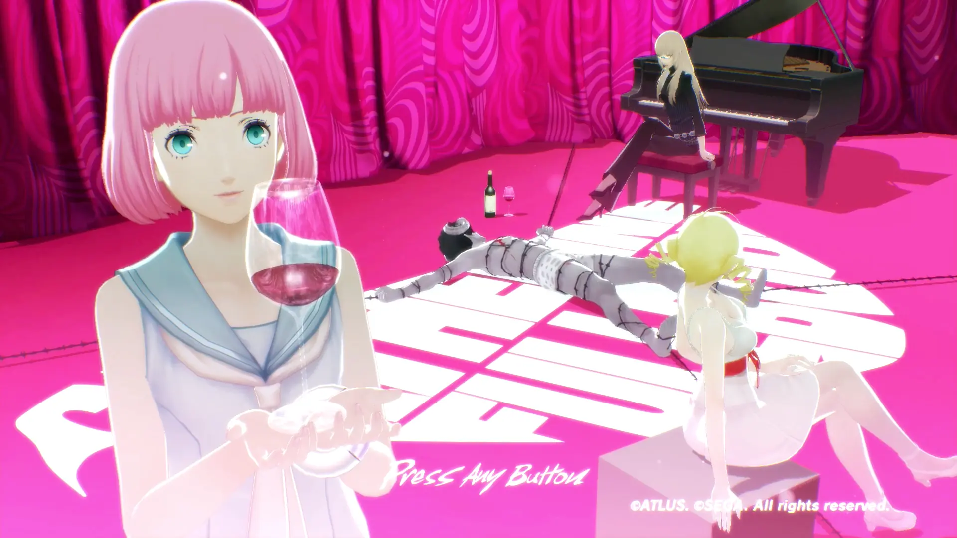 The main menu of Catherine: Full Body featuring the 'Golden Playhouse' branding.
