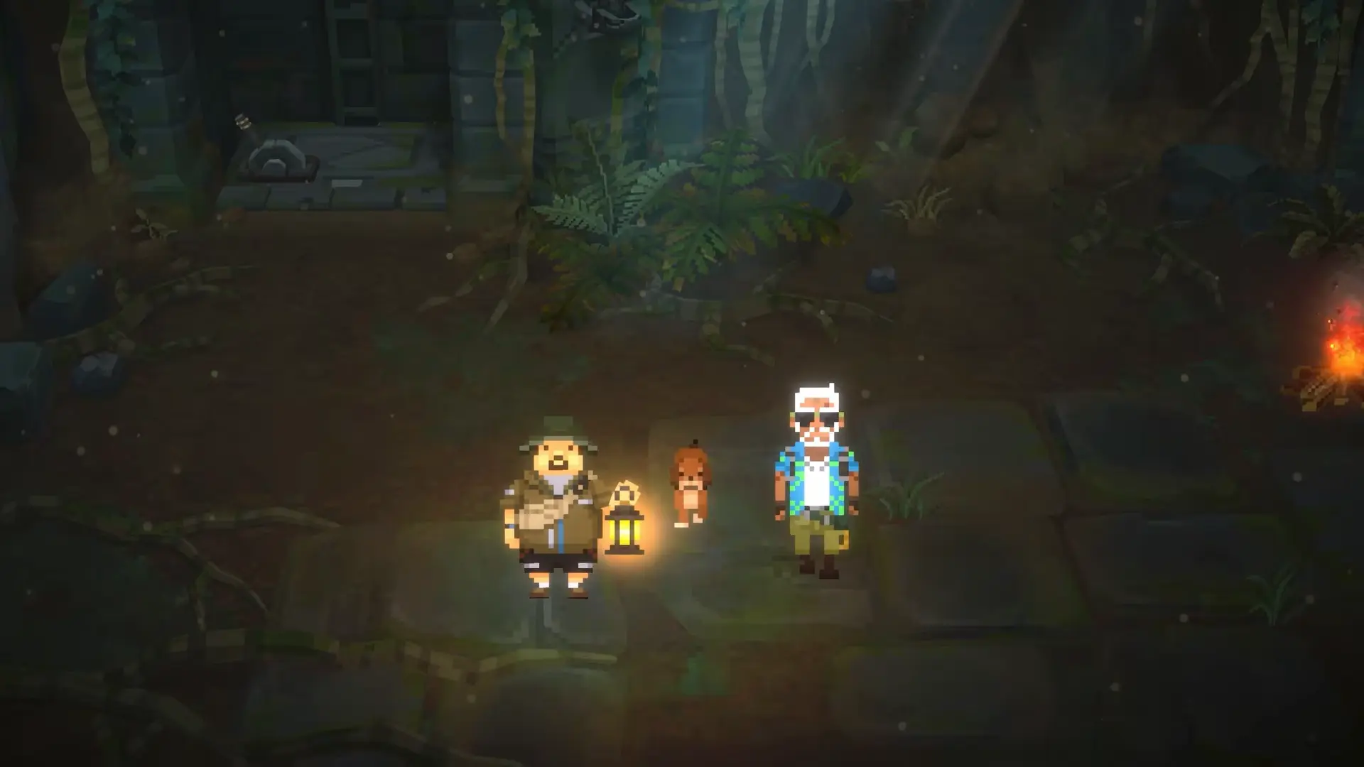 Atmospheric shot of thick, gnarled tree roots and dense vegetation underwater in the new jungle biome.