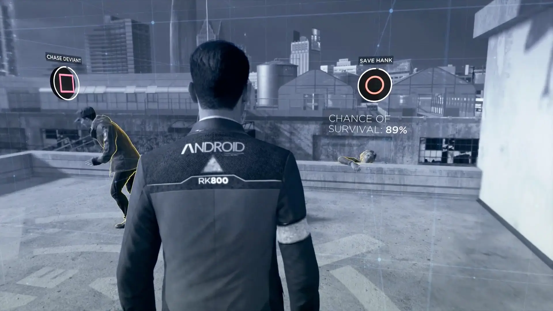 A frantic action sequence showing complex button prompts superimposed over a brutal, high-stakes fight.