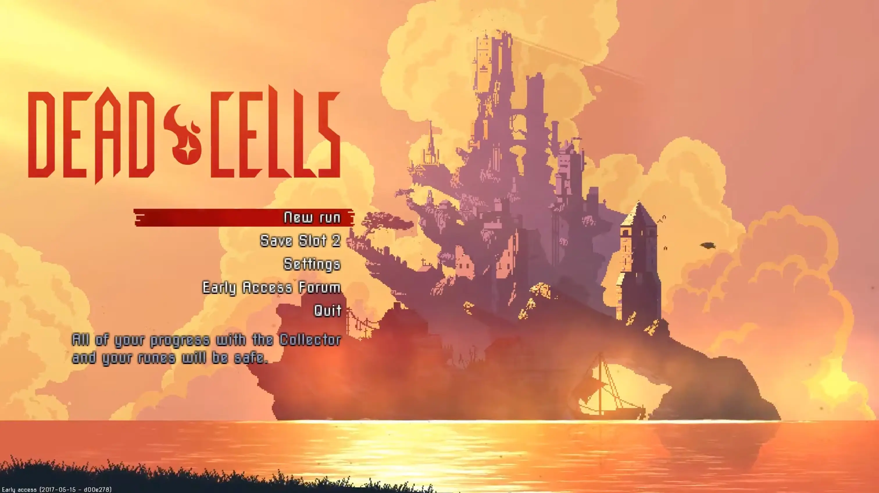 Dead Cells main menu screen.
