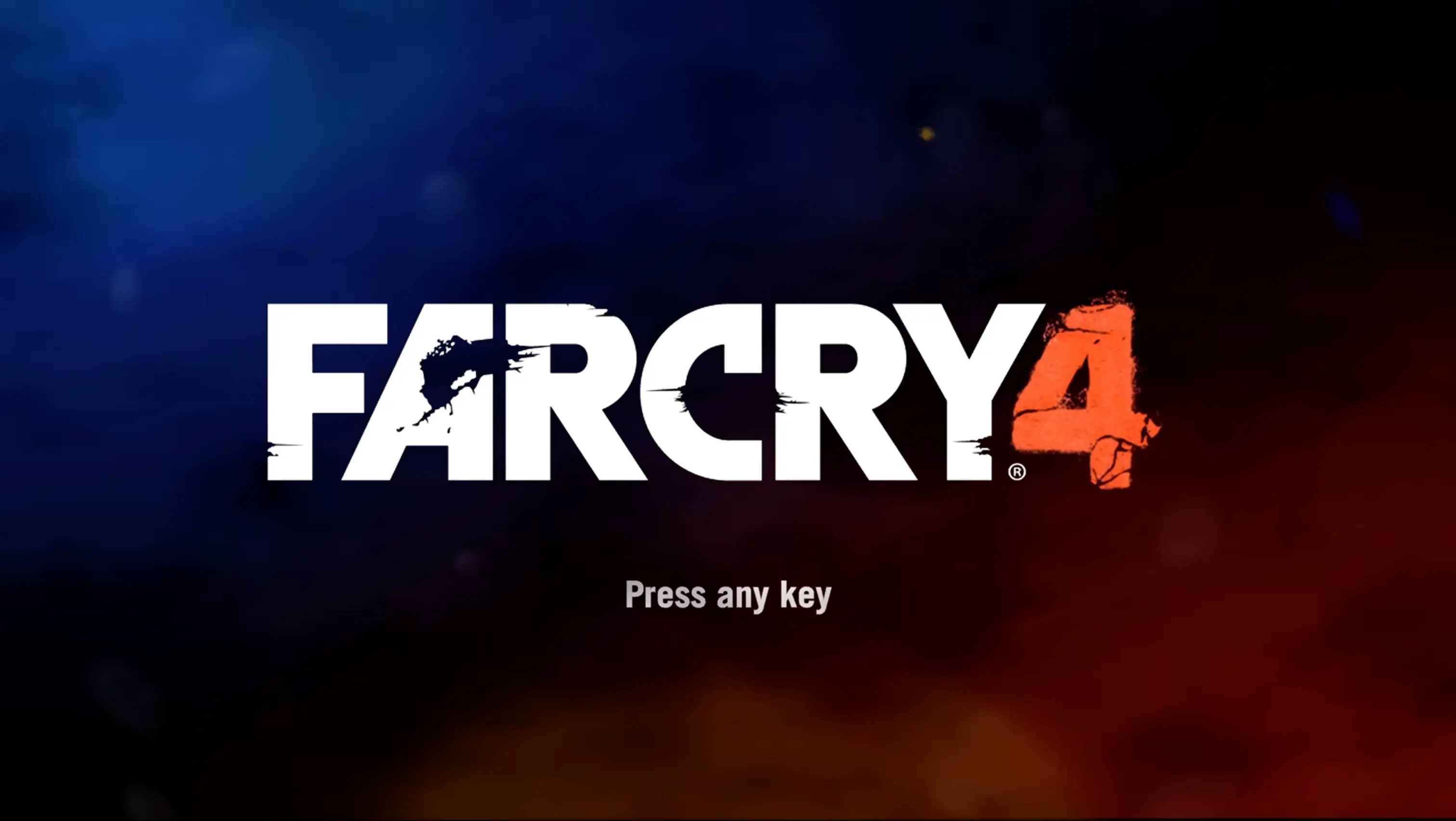 The official main menu of Far Cry 4, showing a beautifully rendered assault rifle resting against a ruined shrine with the snowy Himalayas in the background.