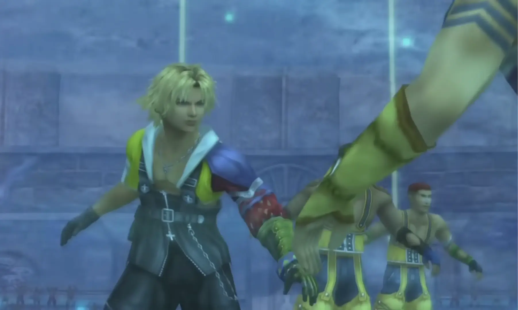 A high-stakes blitzball match in the Luca stadium.