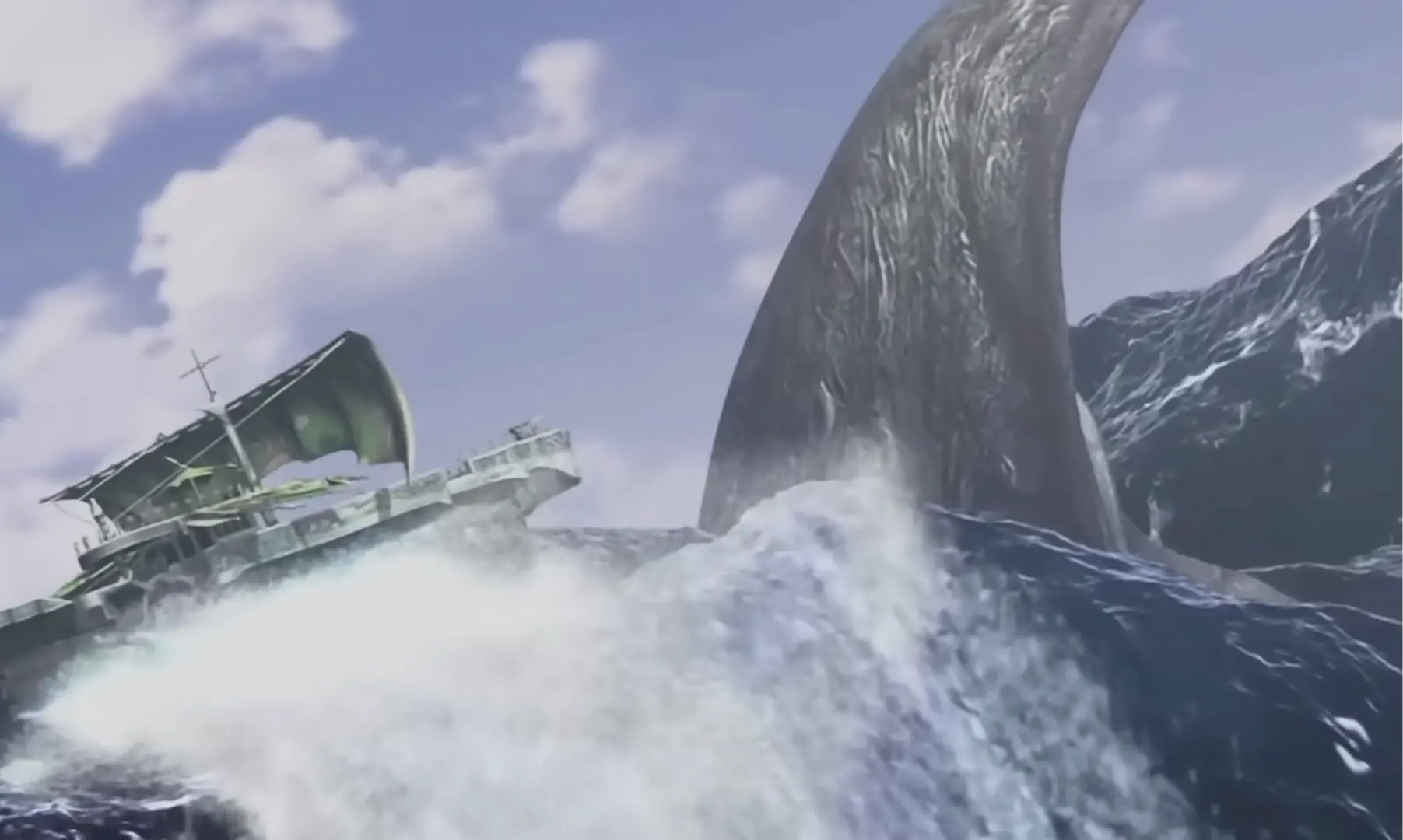 The terrifying appearance of Sin as it destroys a coastal village.