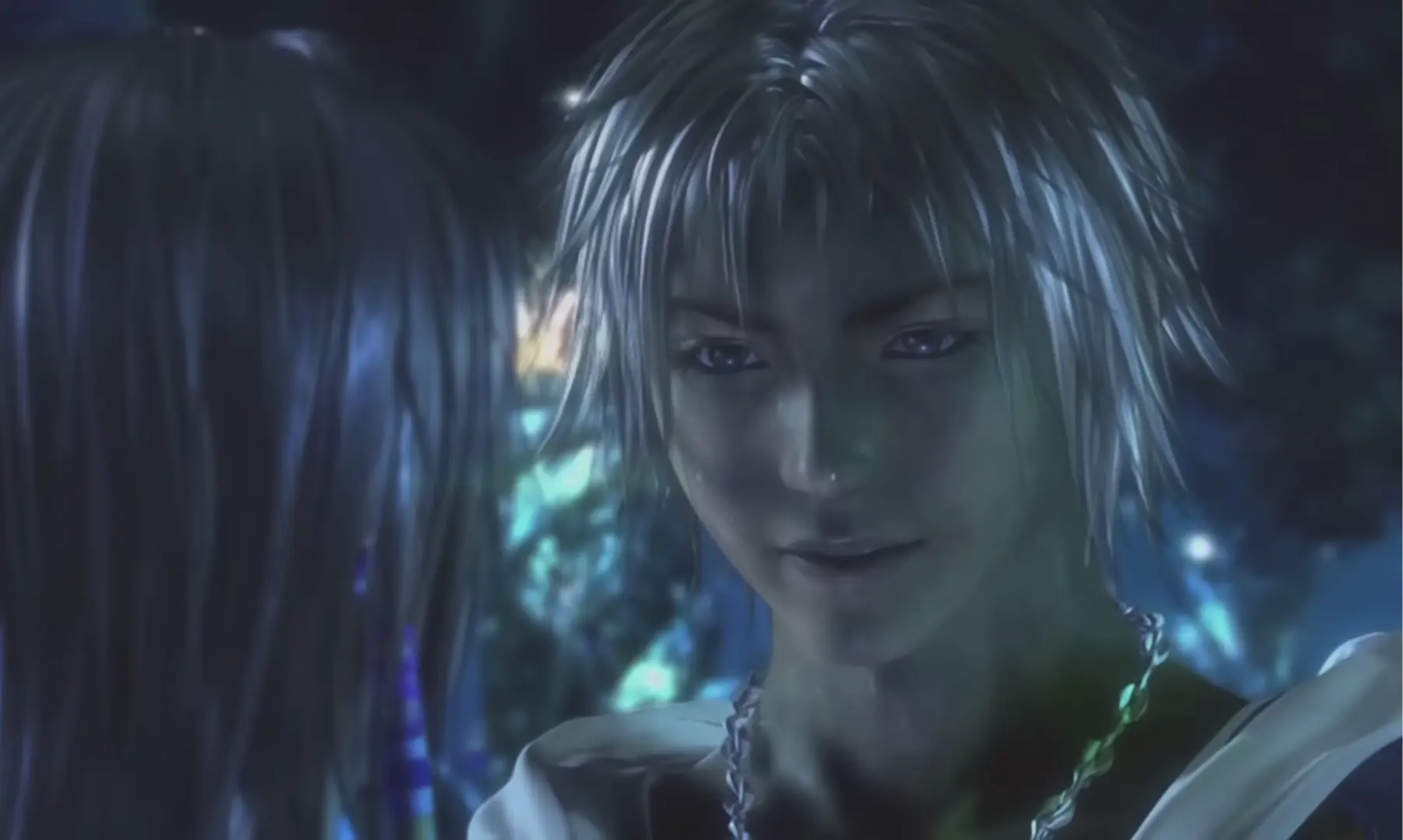 The iconic and emotional scene of Tidus and Yuna in the Macalania Lake.