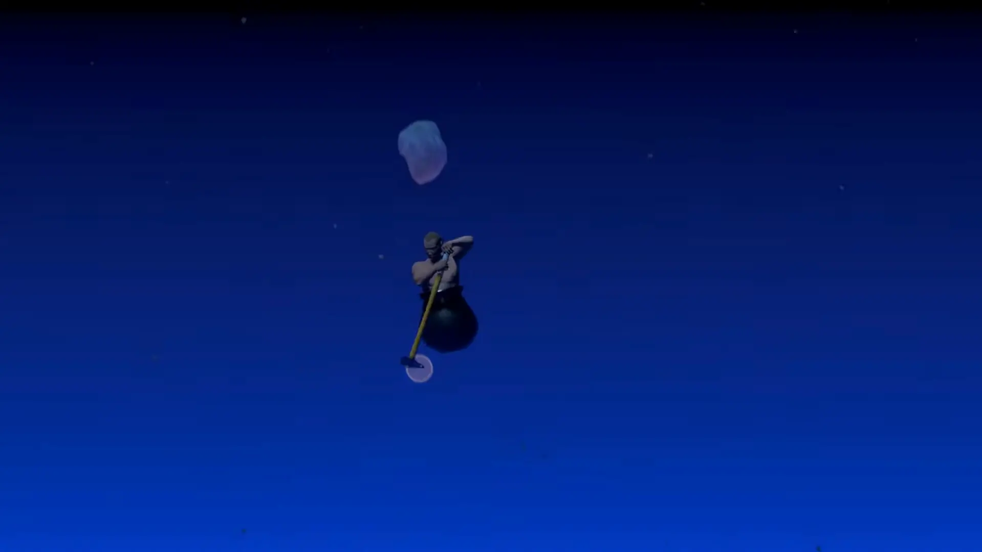 Diogenes floating gracefully in zero gravity among the stars, having finally conquered the mountain.