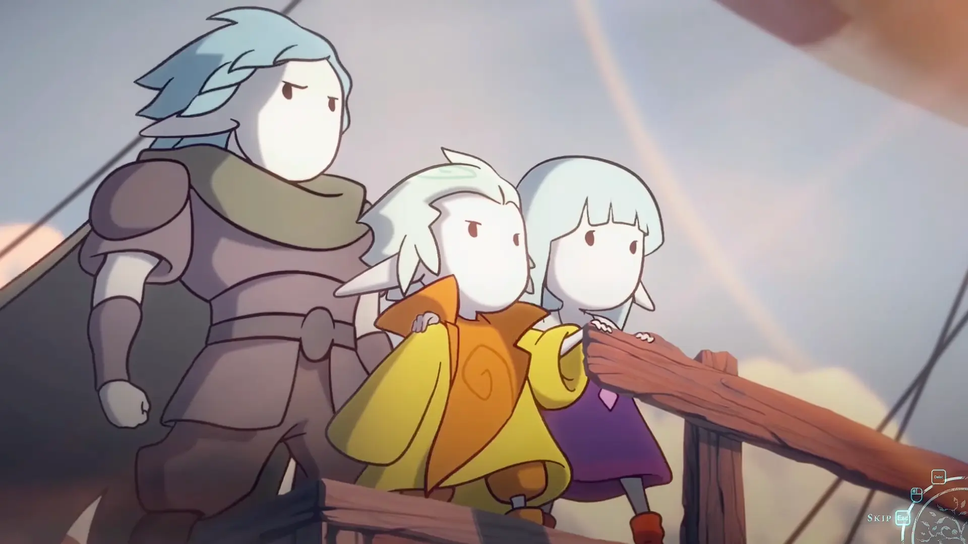 The siblings looking toward the airship as they prepare for the final escape.