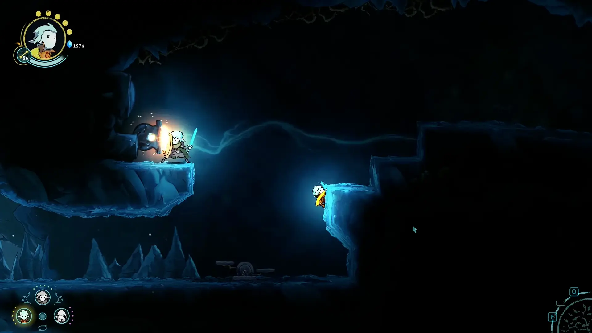 Raydel using his shield to protect Greak and Adara from an Urlag warrior.