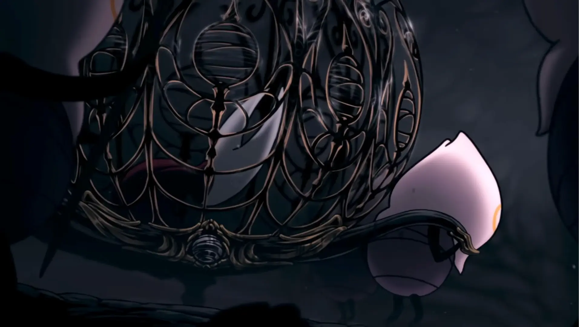 The opening scene showing Hornet trapped in a cage being transported to Pharloom.