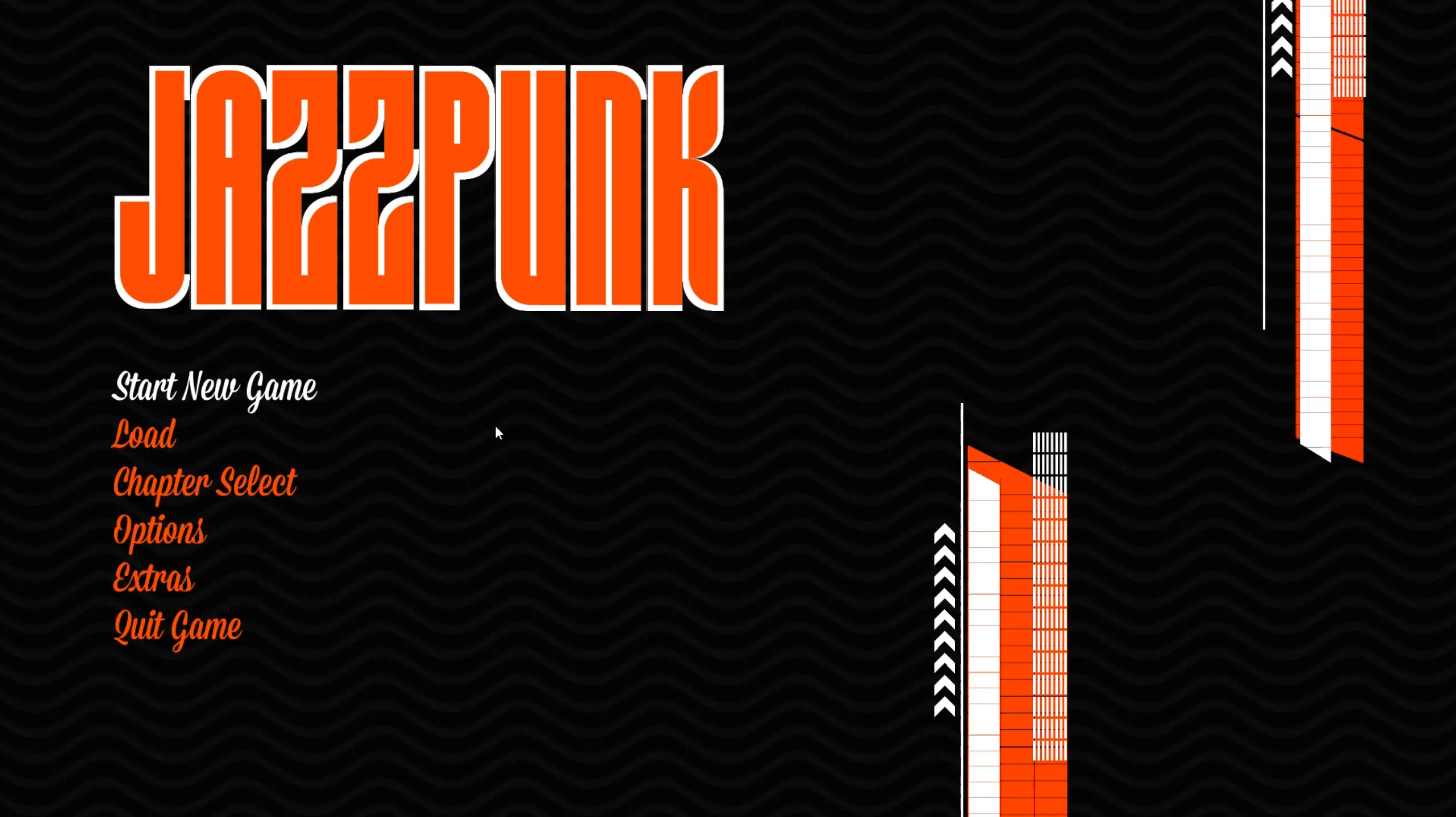 A stylish, jazzpunk's main menu.