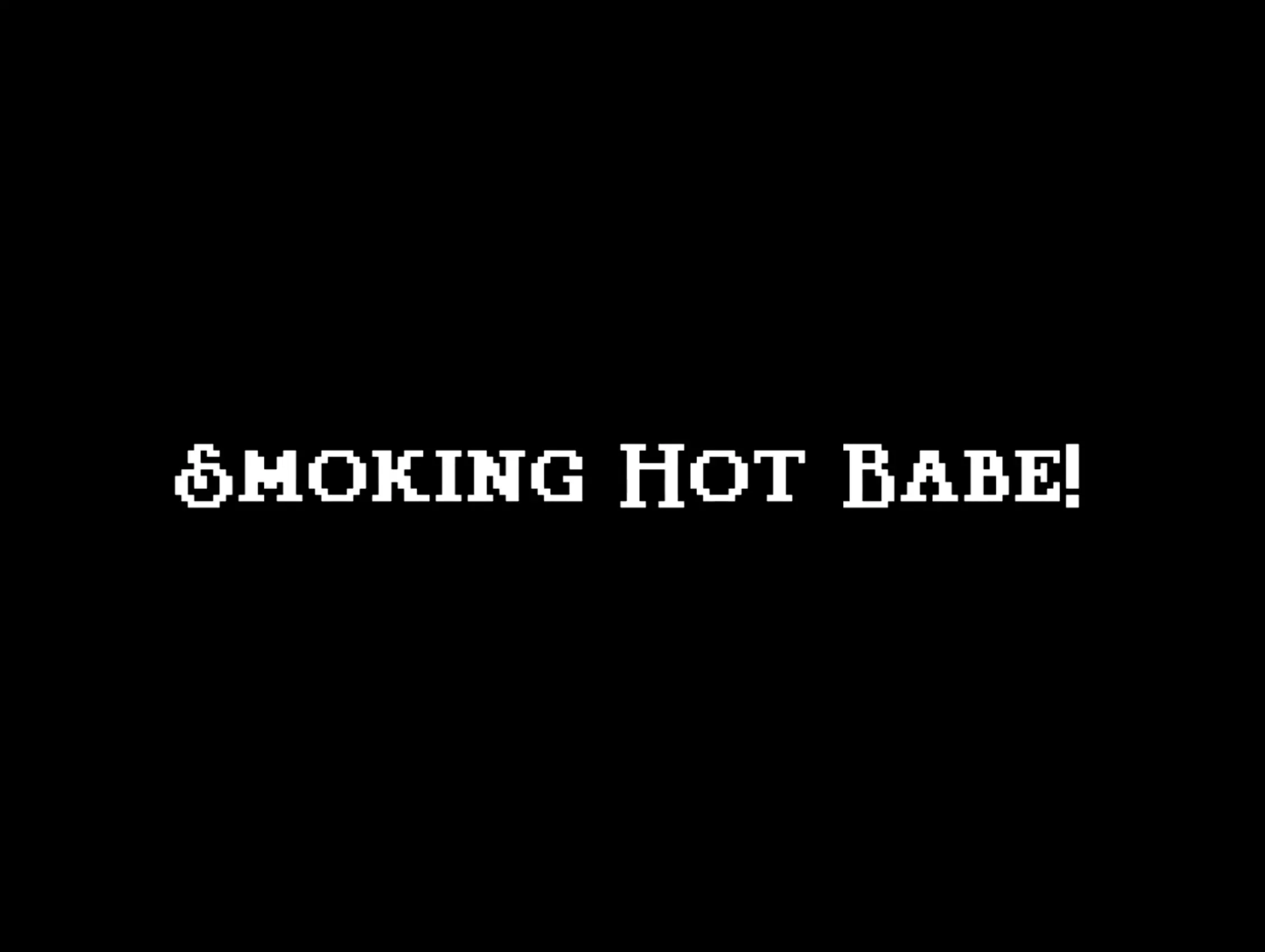 A distant, pixelated silhouette of the 'Smoking Hot Babe' waiting at the summit, acting as the ultimate goal.