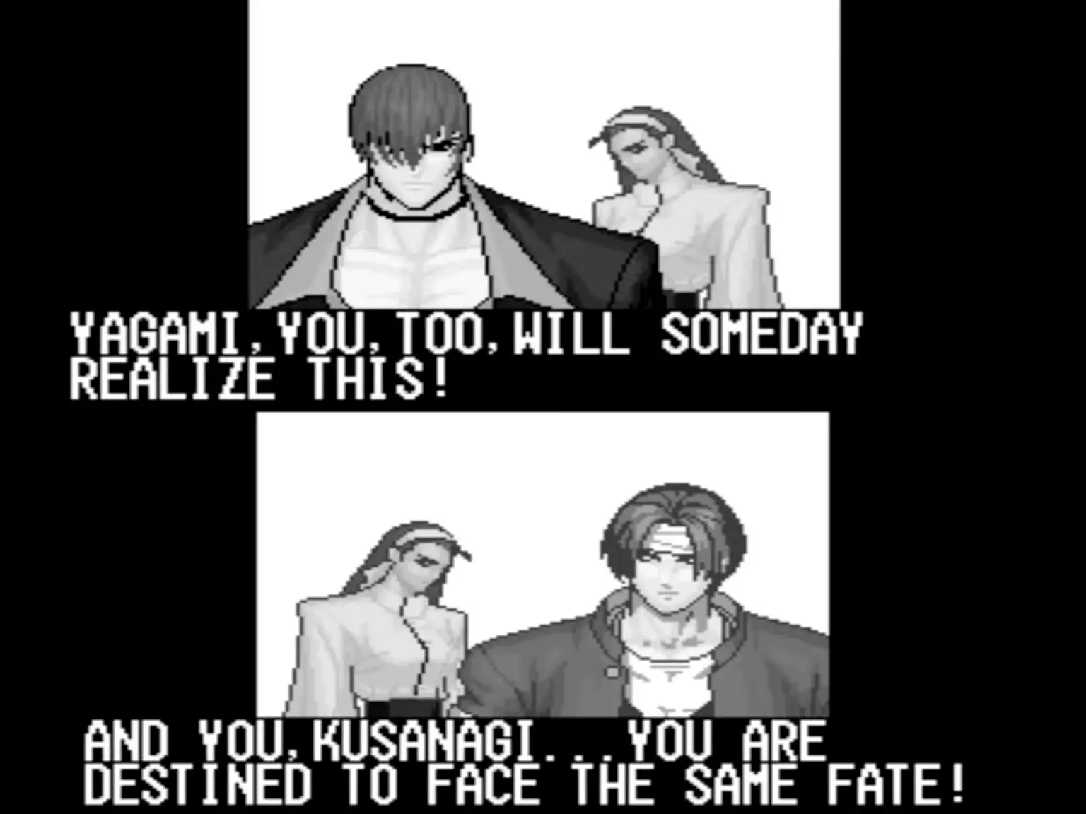 Chizuru Kagura give info to iori and kyo on their fate