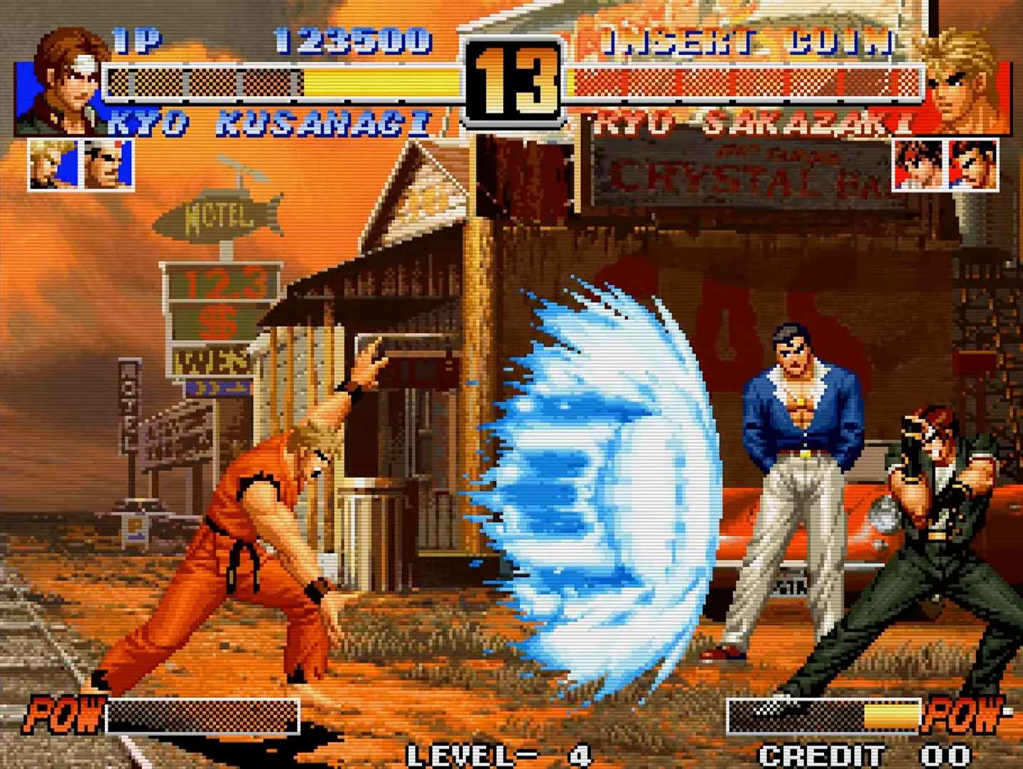 Ryo Sakazaki executing a perfectly ultimate - hadouken