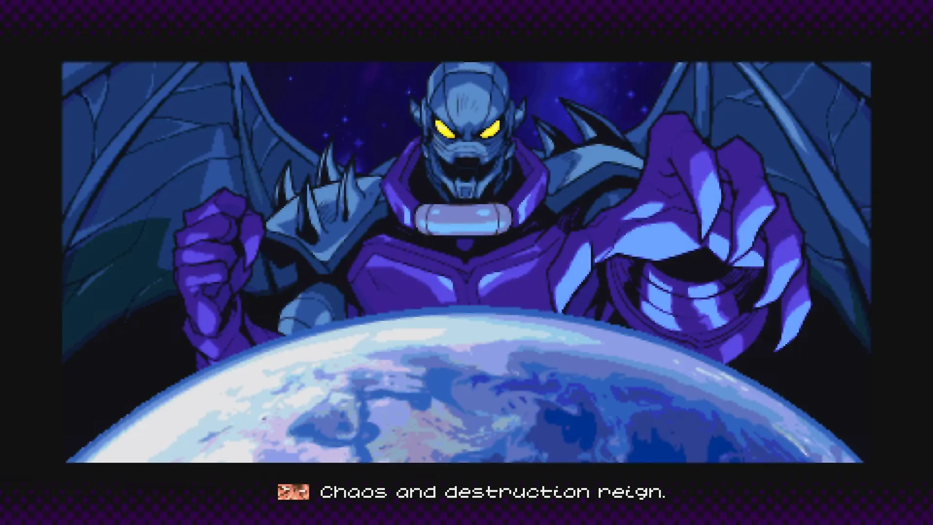 The imposing figure of Annihilus looming over the heroes at the edge of the galaxy.