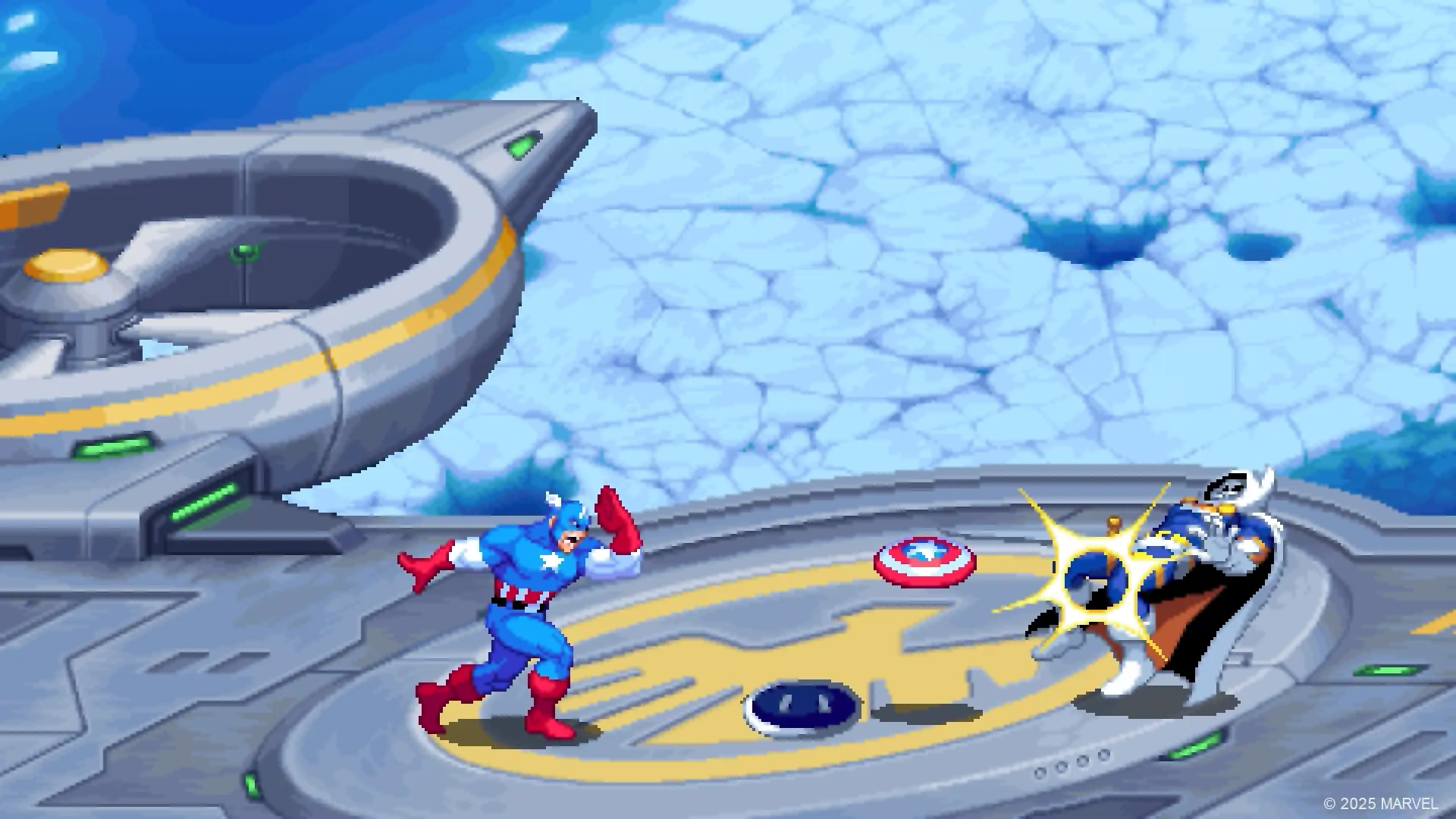 A gameplay screenshot showing Captain America move.