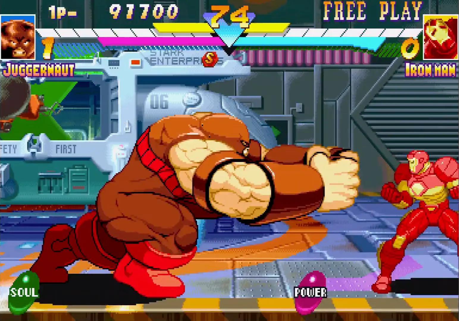 The unstoppable Juggernaut charging across the screen, tearing up the floorboards in his path.