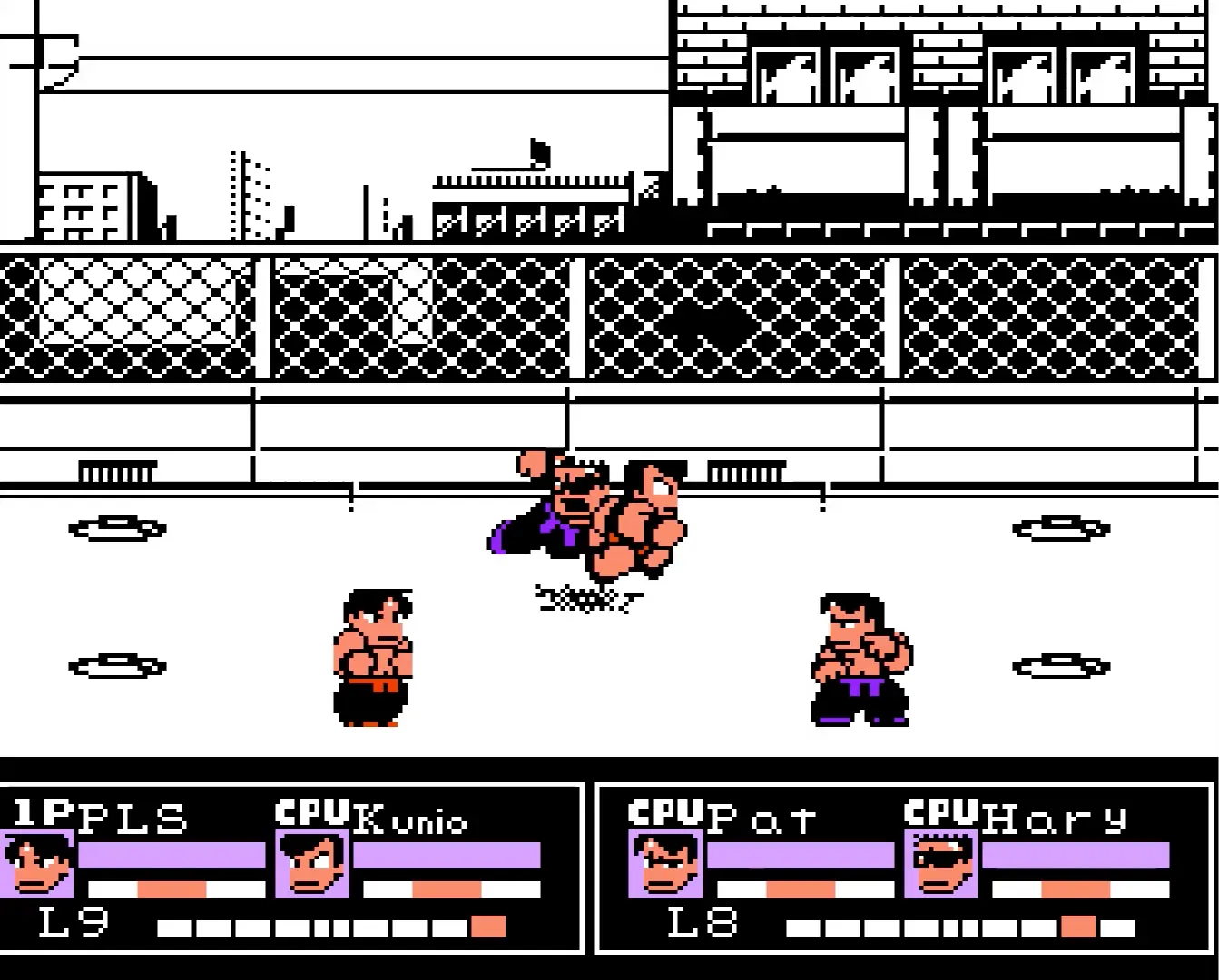 A land mind fighting area sending shockwaves through the pixelated air.
