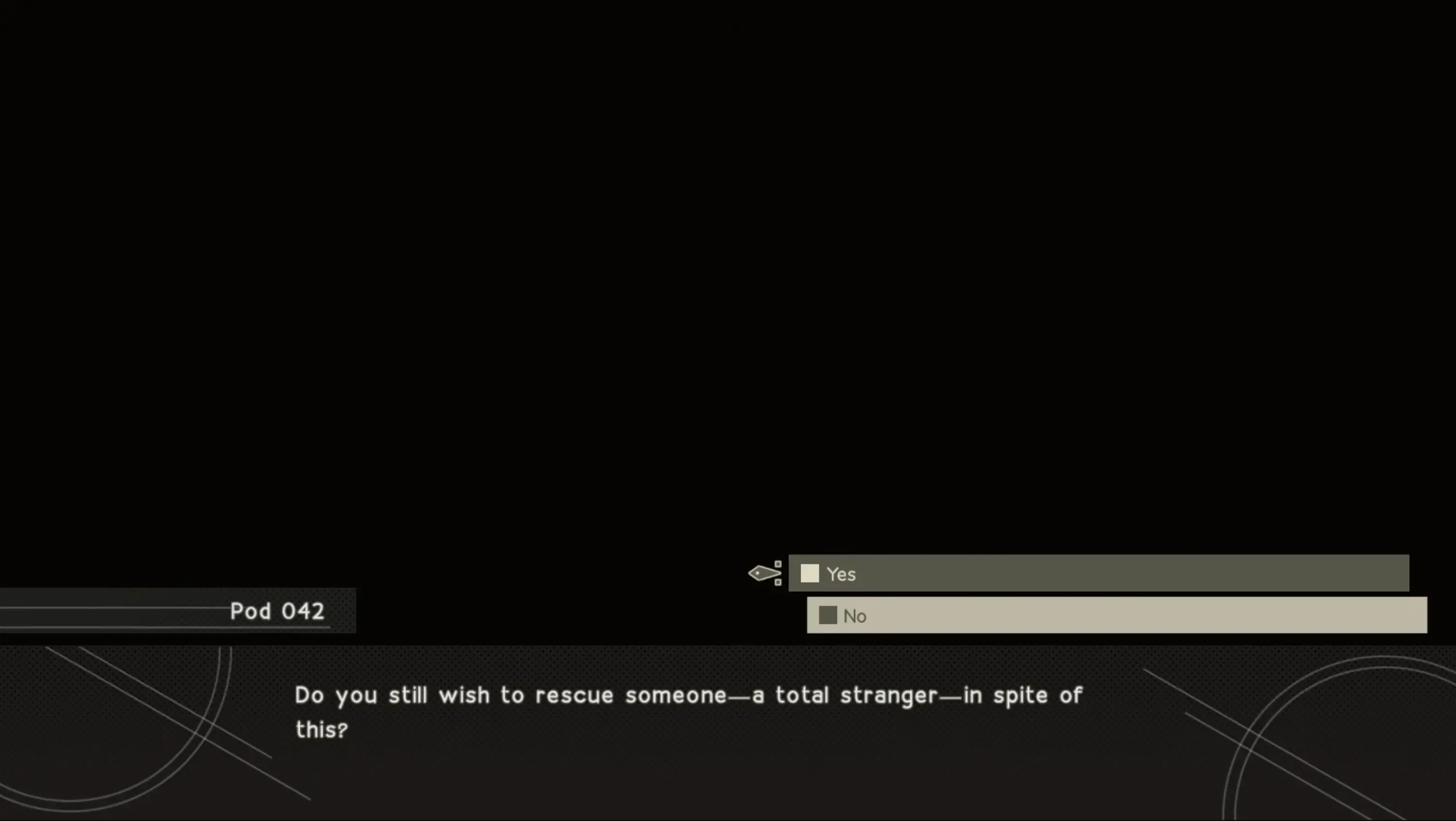 A chilling prompt on the UI asking the player if they are truly willing to permanently sacrifice all their save data to help a stranger.