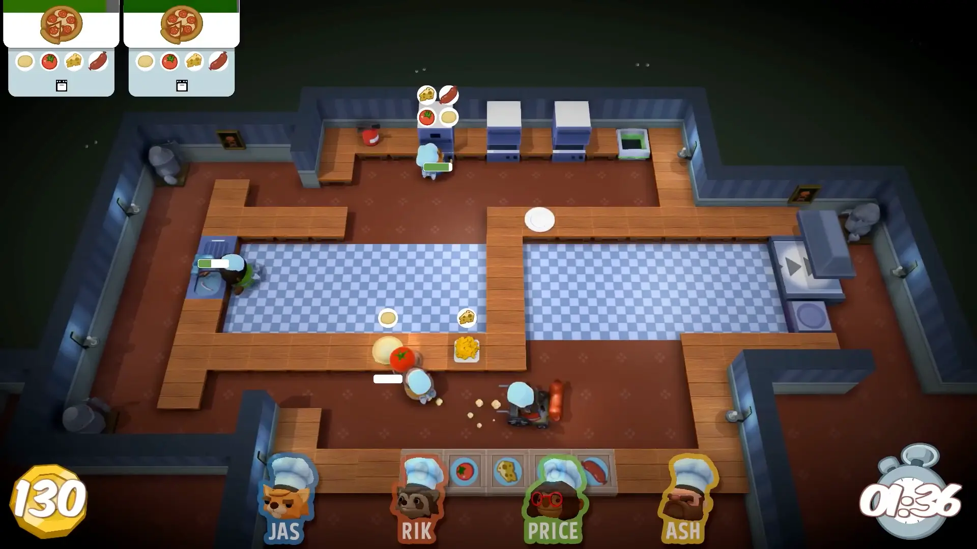 A desperate chef standing at a sink, surrounded by a towering, filthy pile of dirty plates while the order tickets pile up at the top of the screen.
