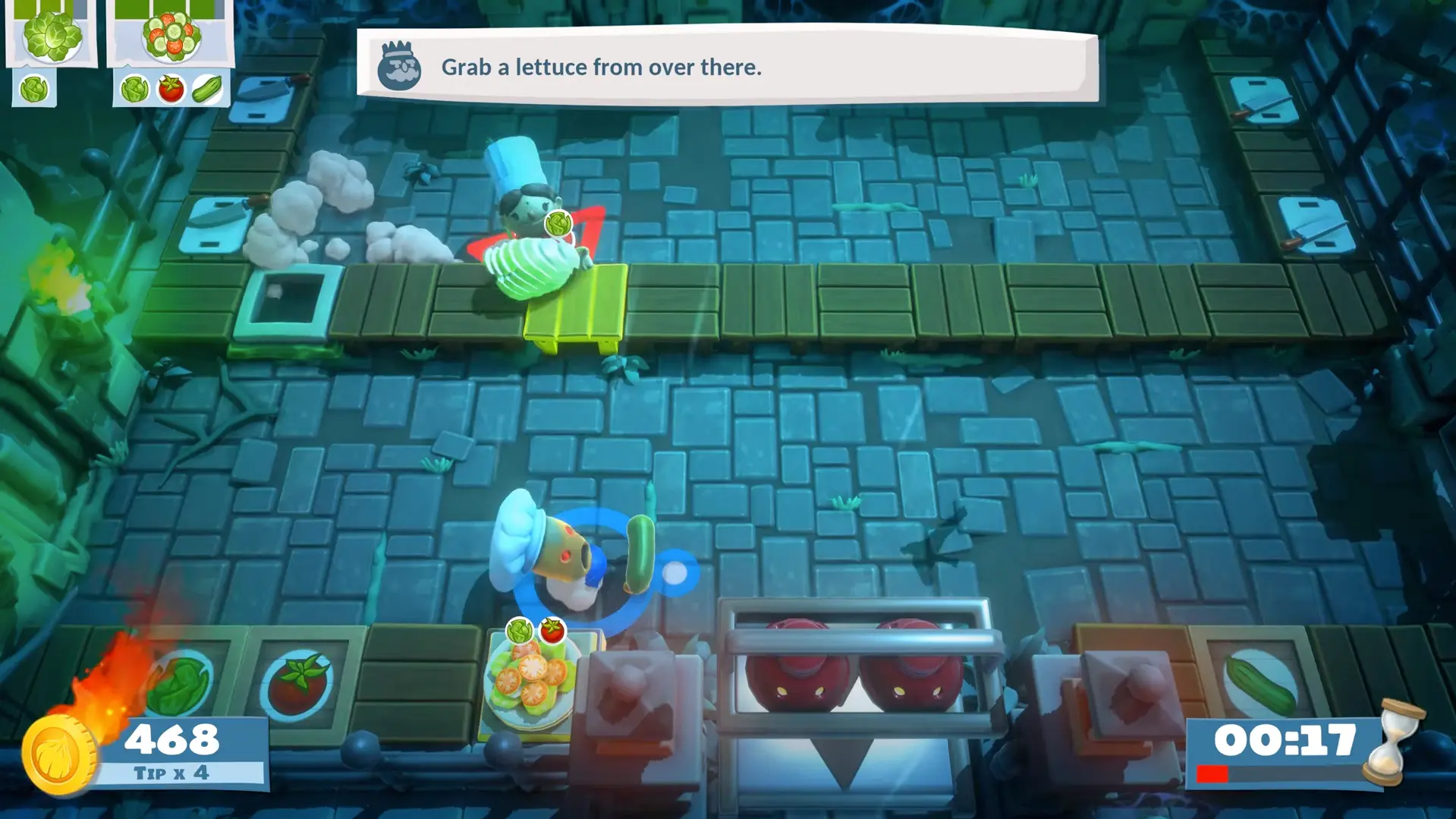 A spooky graveyard level surrounded by the Unbread shuffling toward the kitchen, demanding complex baked goods.