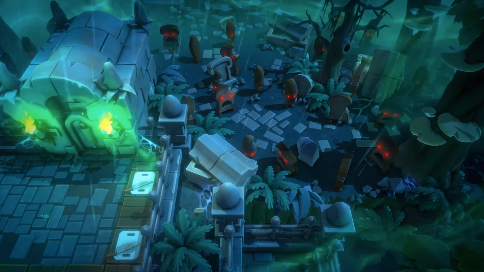 A cinematic shot of the Unbread horde—terrifying zombified slices of toast—breaching the walls of the Onion Kingdom castle.