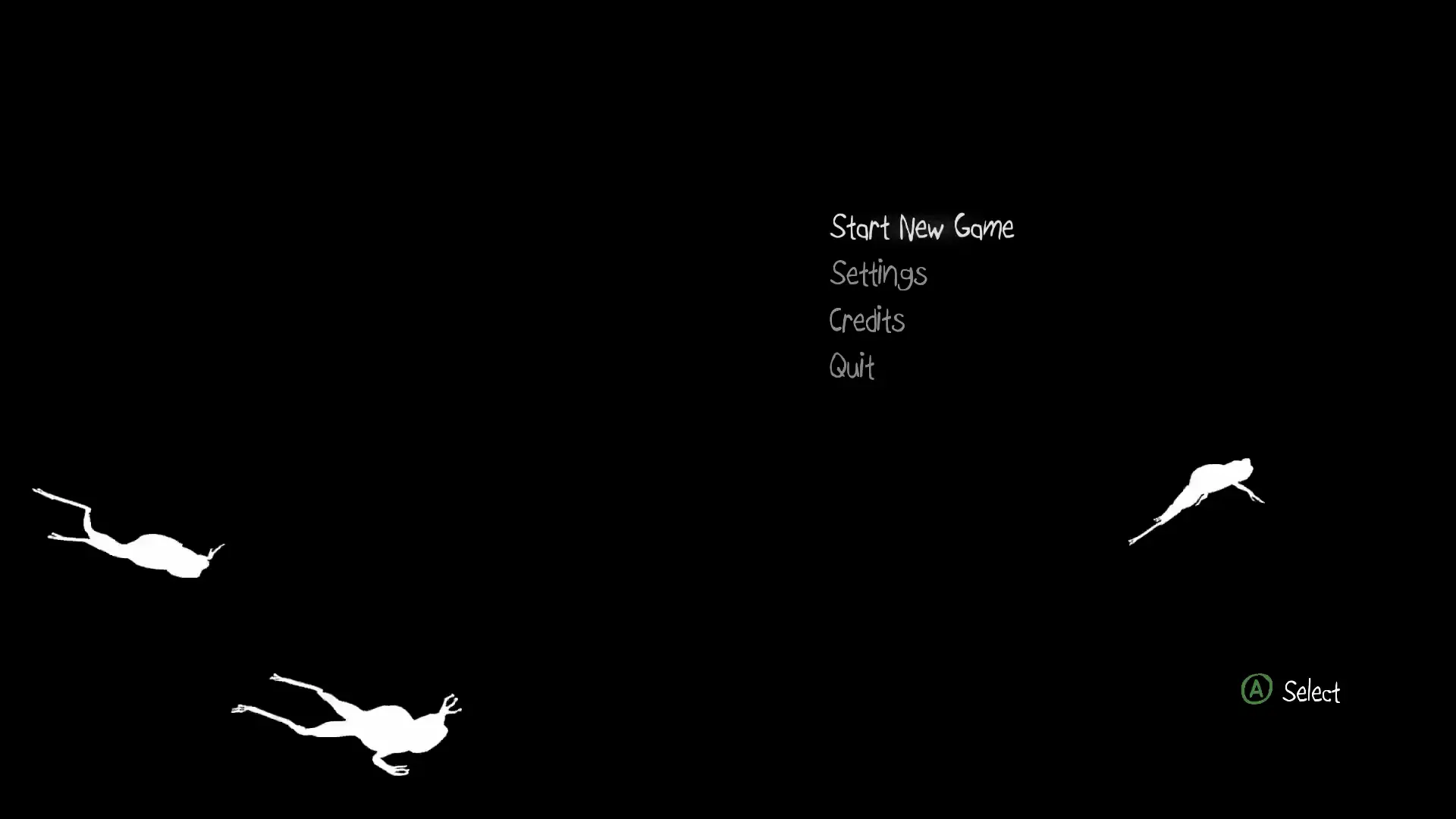 The title screen of Papo & Yo, featuring a child's chalk drawing of a boy and a monster.