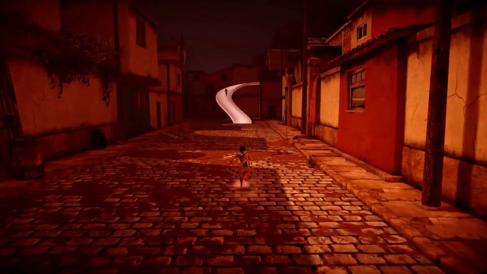 Quico chasing the mysterious, ghostly girl named Alejandra, who guides him toward the elusive Shaman.