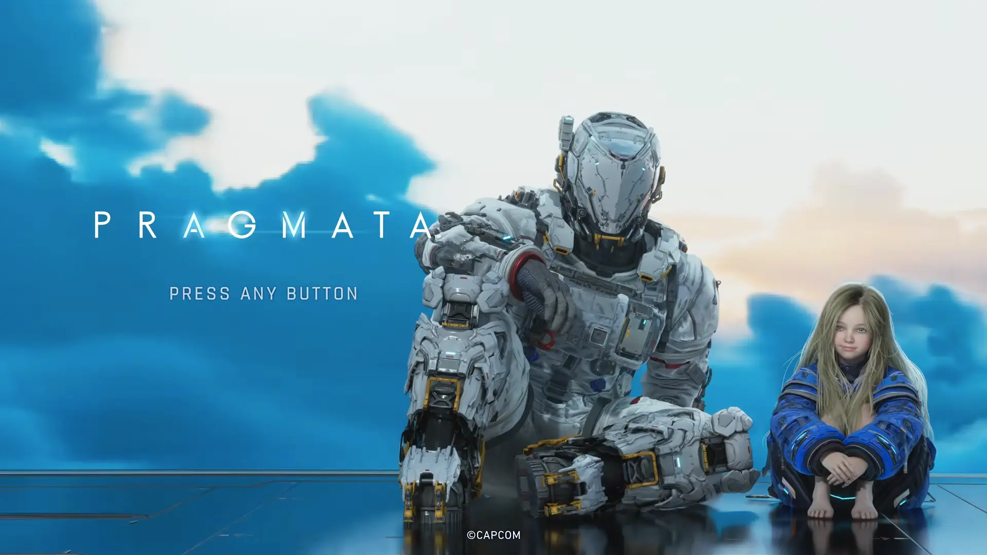 The main menu of Pragmata, featuring a stylized graphic of Diana and the astronaut.