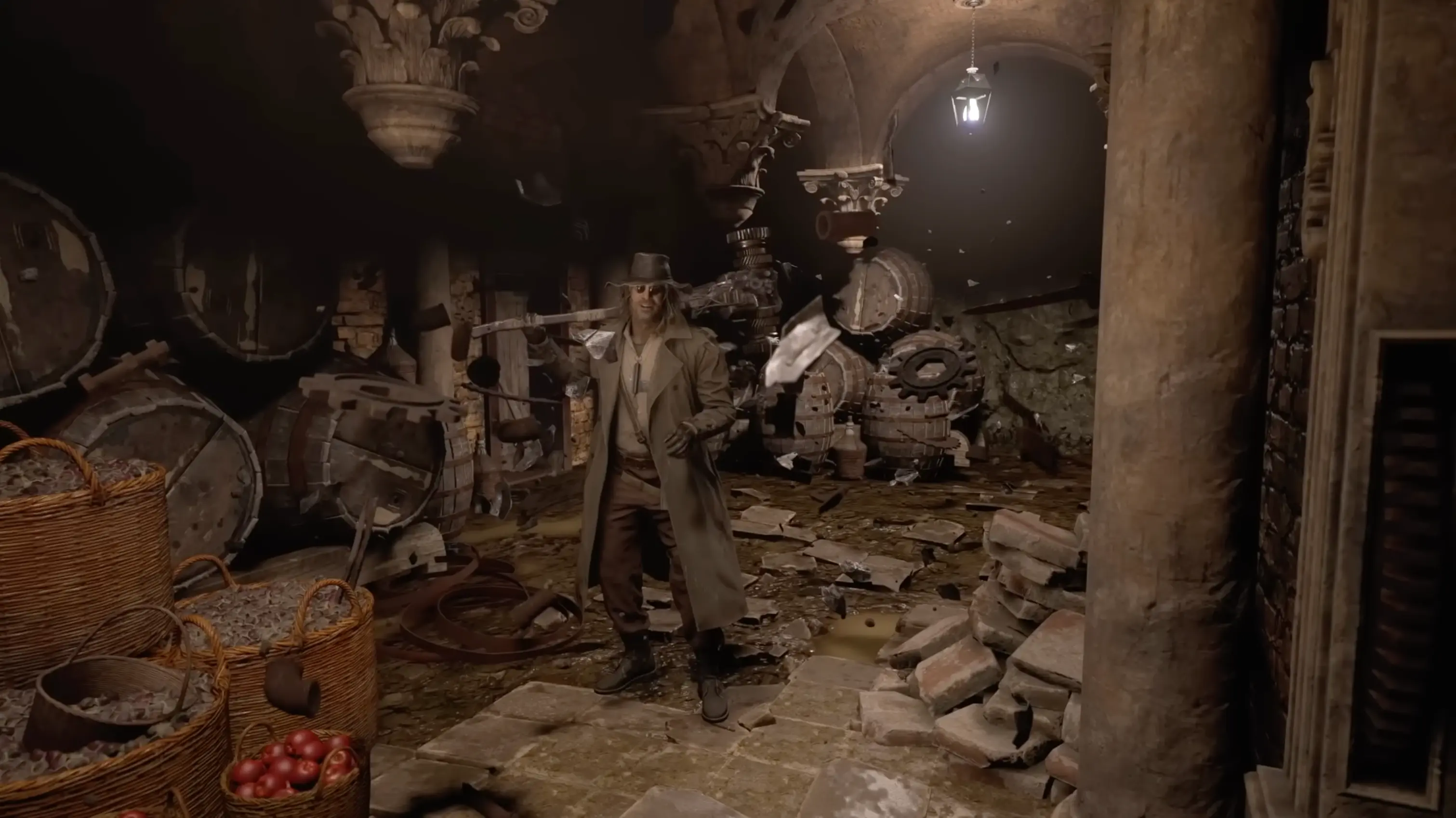 The rusted, industrial nightmare of Karl Heisenberg's factory, filled with terrifying cyborg abominations.