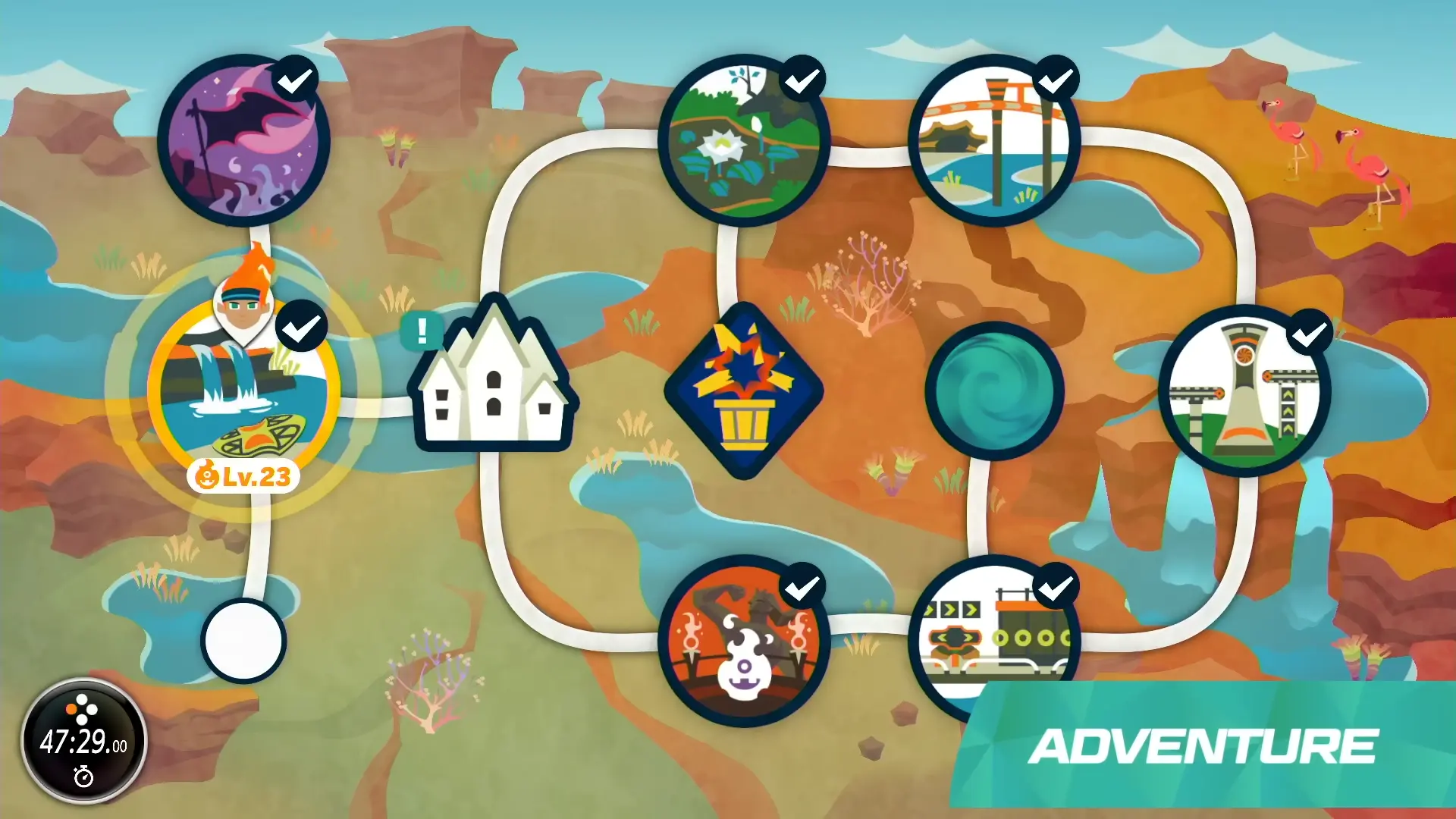 A look at the game map, showing various unlockable map base on your level