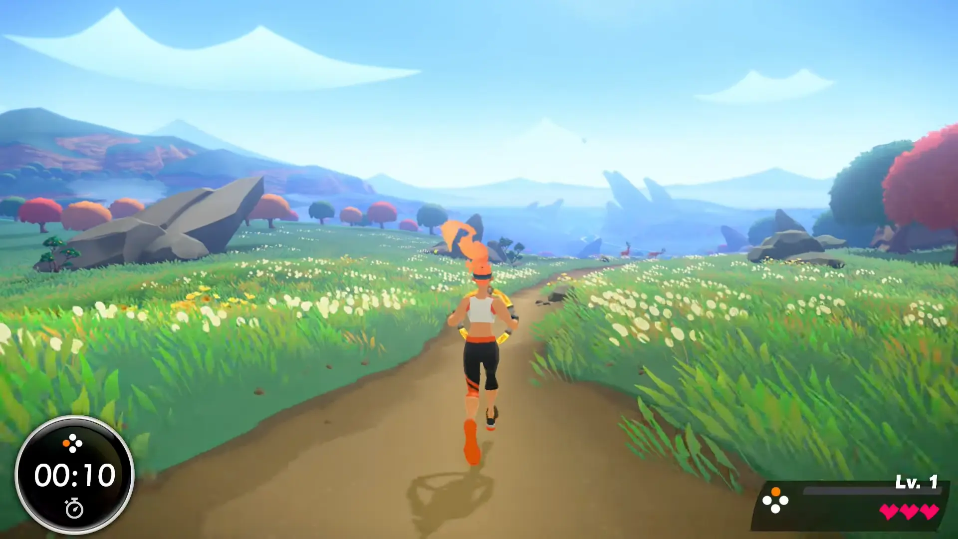 The player character standing atop a vibrant green cliffside, holding the glowing Ring aloft against a bright blue sky.