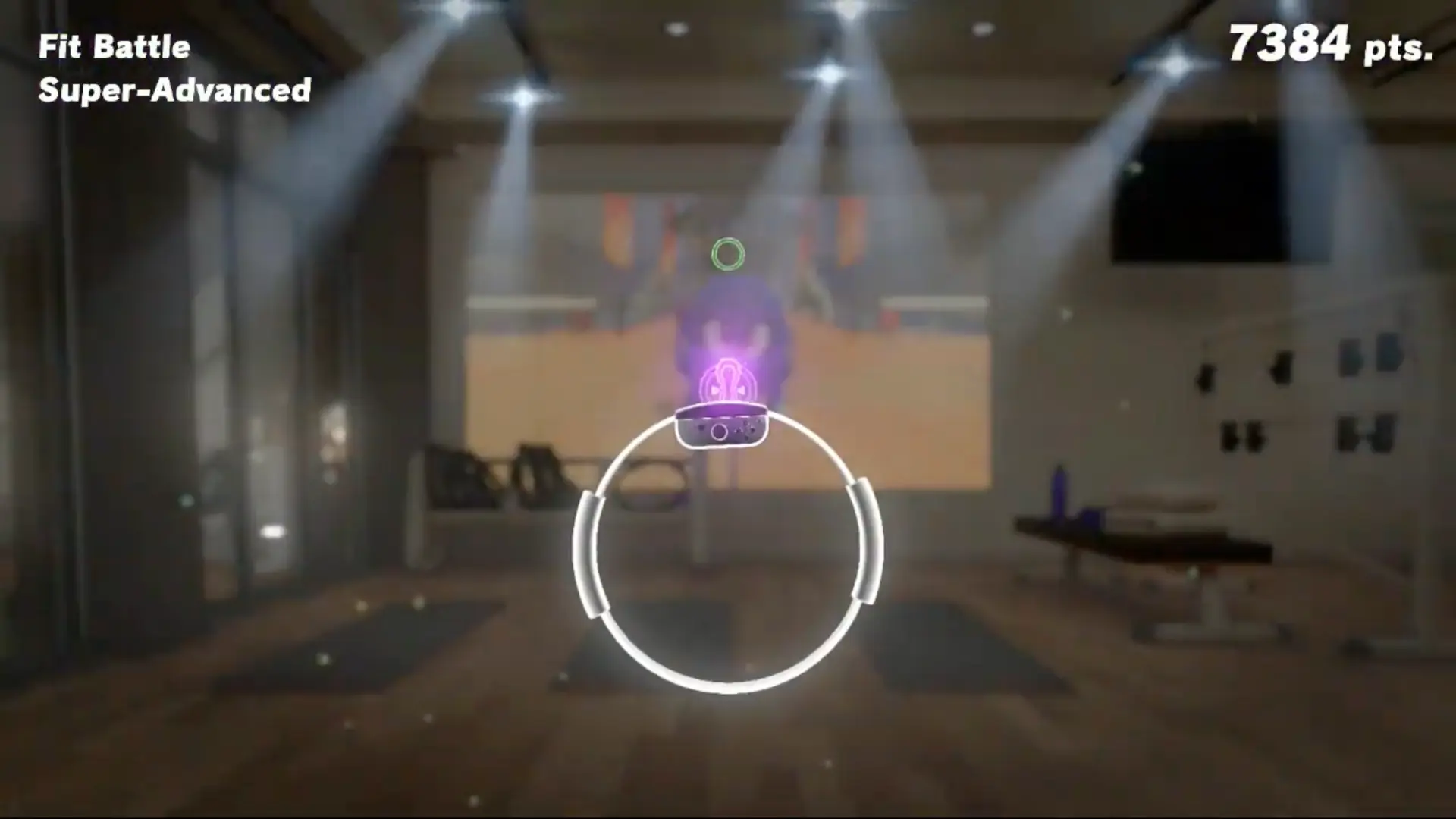 The rhythm game interface showing musical notes hurtling toward the player to the tune of a Super Mario Odyssey track.
