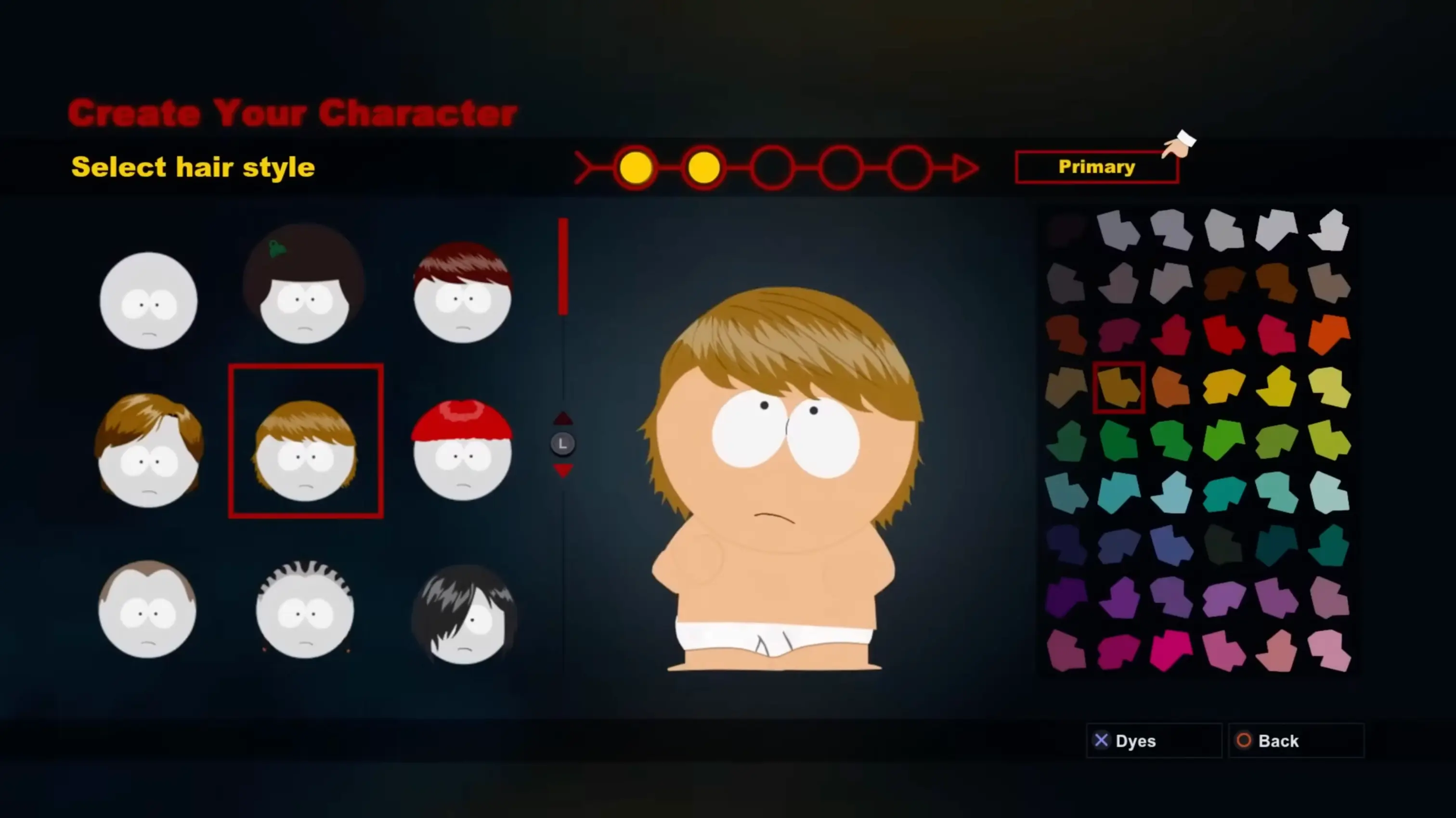 The character creation screen where players can customize the New Kid with various outfits, hairstyles, and facial features.