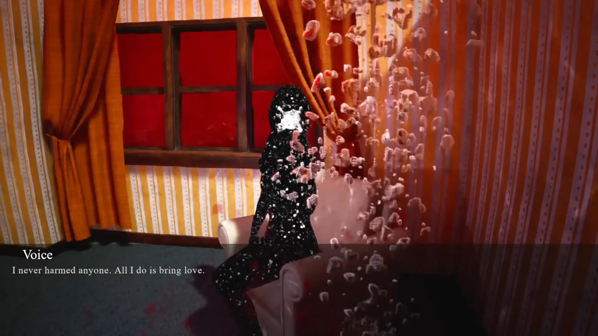 A surreal shot from the 'Voice' ending sequence, featuring the vast, alien ocean that represents the final psychological threshold.