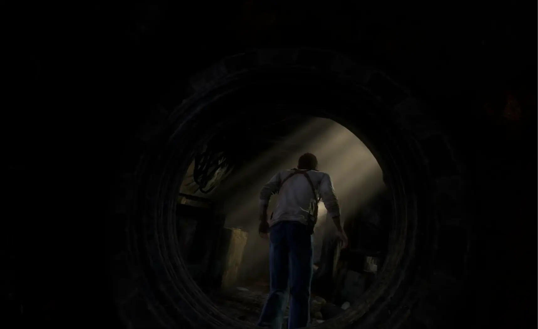 The shift in atmosphere as Nate enters the dark, horrifying bunkers.