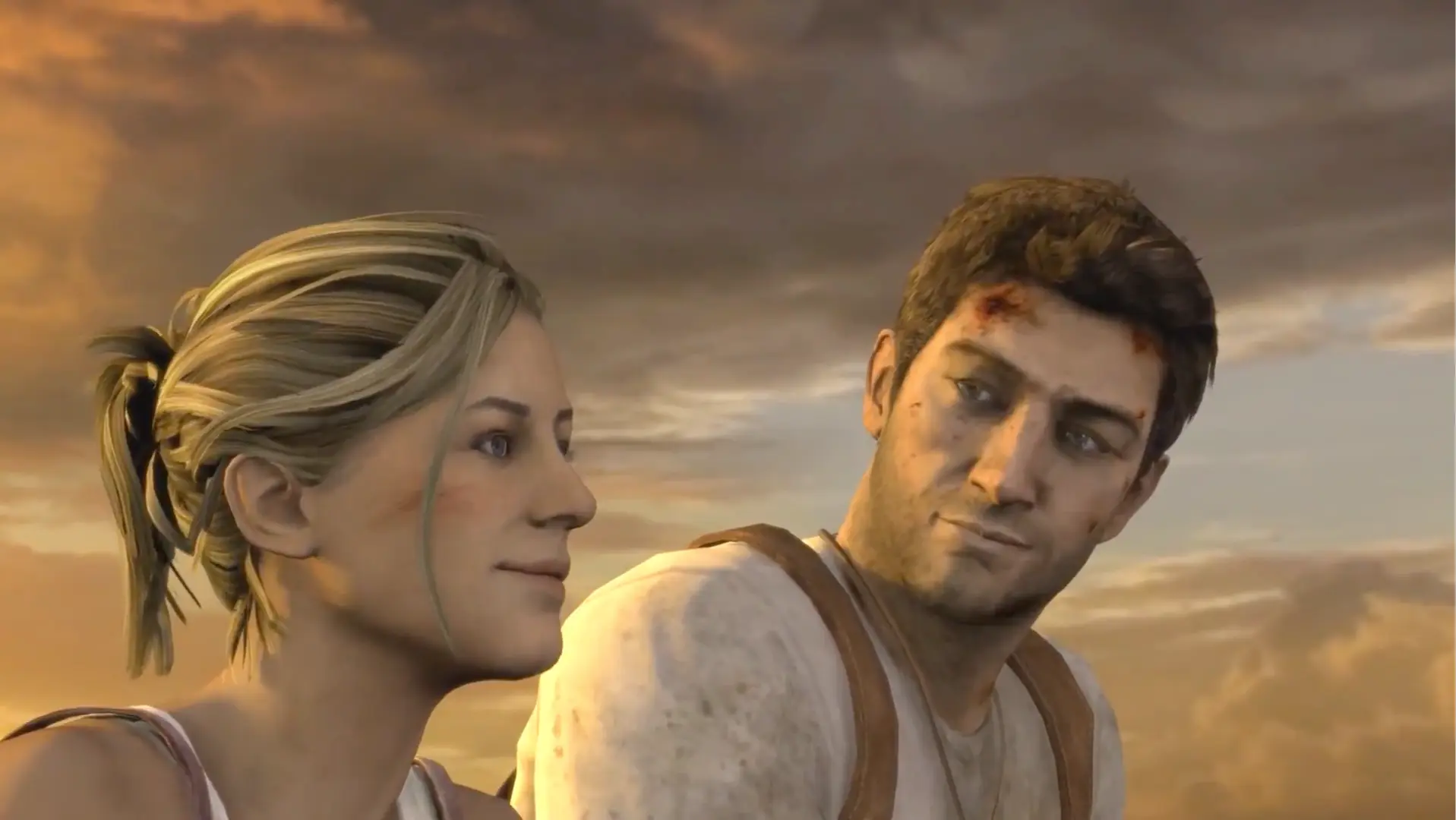 Nate and Elena looking toward the horizon after the final battle.