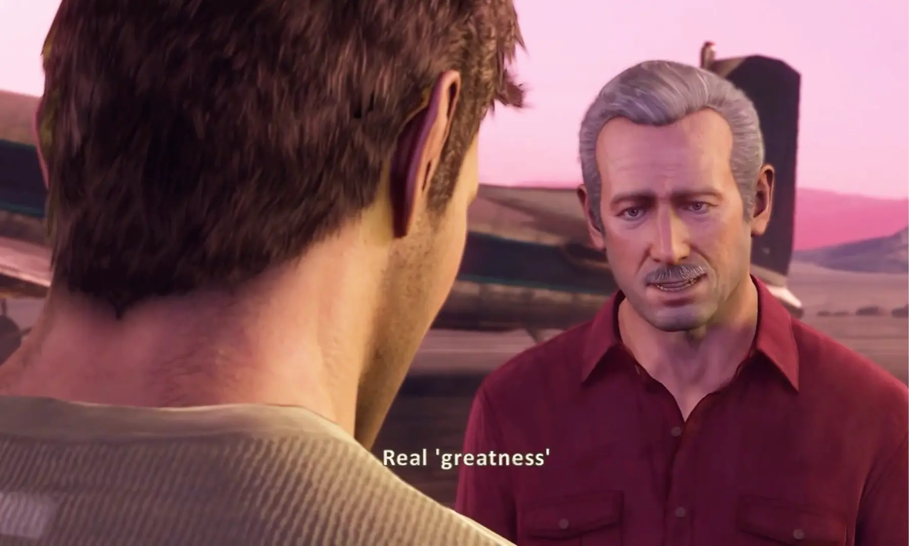 A quiet, final moment between Nate and Sully at the end of their journey.