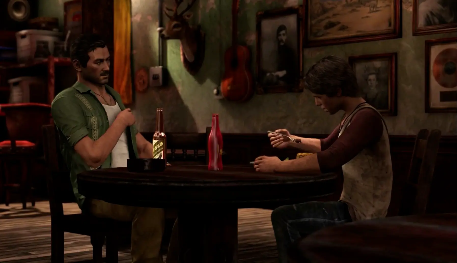 A flashback scene showing a teenage Nathan Drake meeting Victor Sullivan.