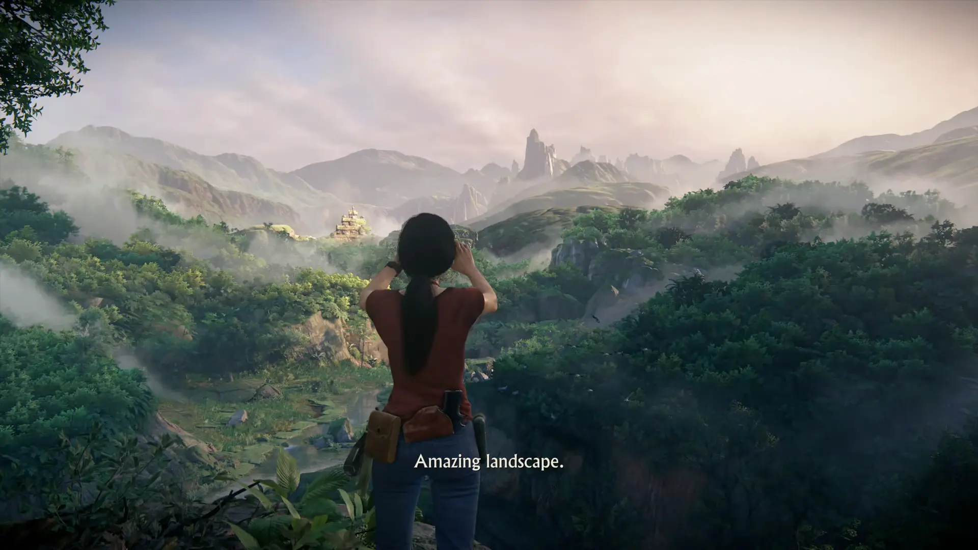 Chloe Frazer overlooking the lush, mountainous Western Ghats of India.