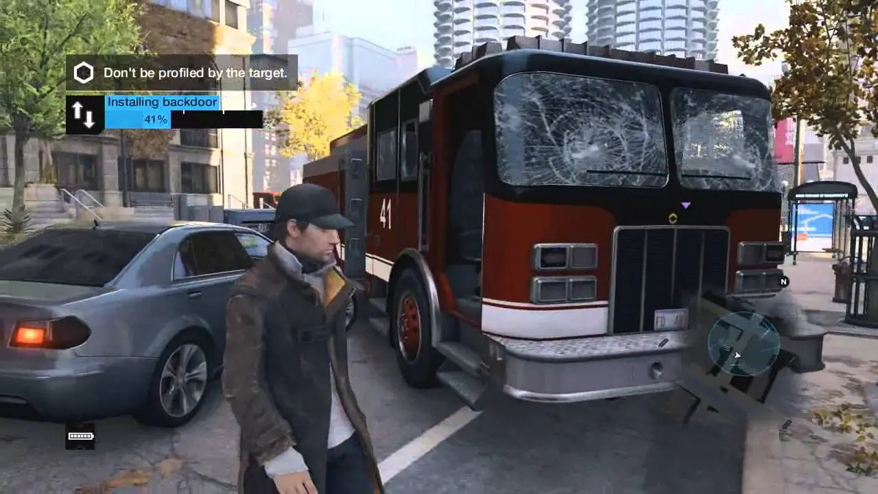 A tense, heart-pounding moment during an online invasion, where the player is frantically scanning a dense crowd of civilians to find the hidden hacker stealing their data.